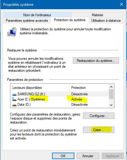 Capture-activer la restauration et créer un point.JPG