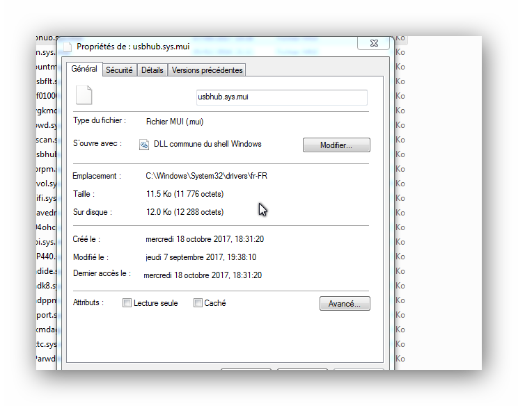 propriété usbhub.sys.mui
