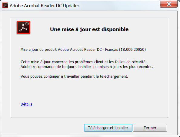 Premier message pour lancer la MAJ.....